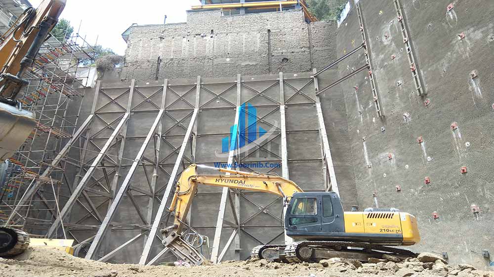 عملیات گودبرداری، تثبیت و پایدارسازی دیواره­های گود به روش اجرای انکراژ و سازه نگهبان خرپایی