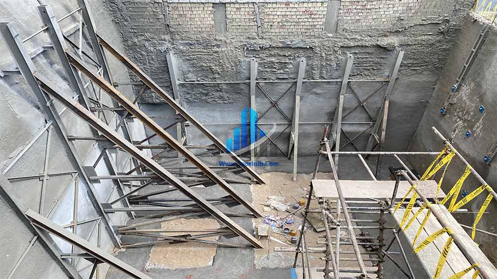 عملیات تثبیت و پایدارسازی دیواره¬های گود به روش اجرای سازه نگهبان خرپا و انکراژ