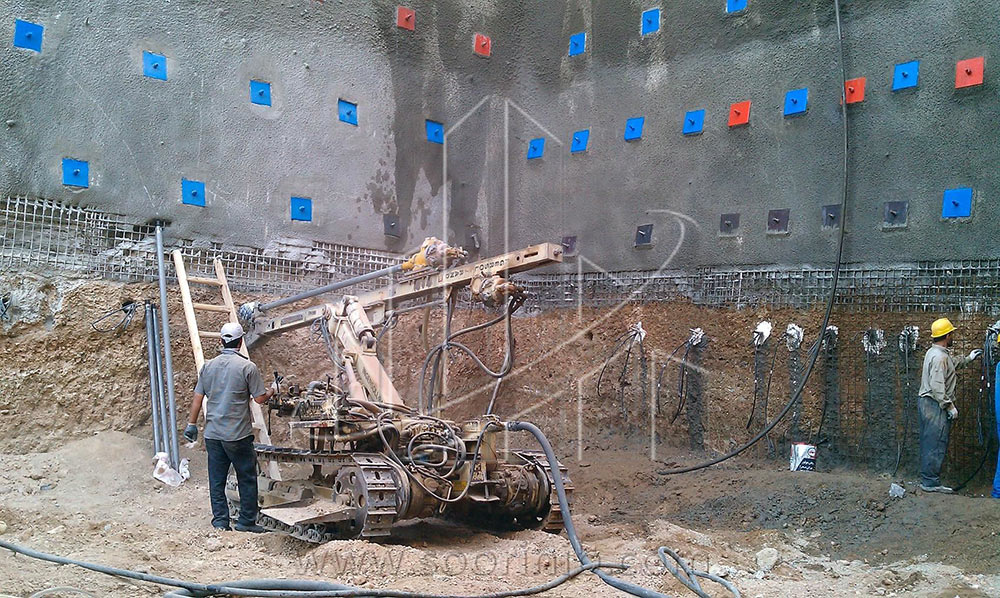 عملیات گودبرداری و تثبیت و پایدارسازی دیواره­های گود به روش اجرای نیلینگ و انکراژ