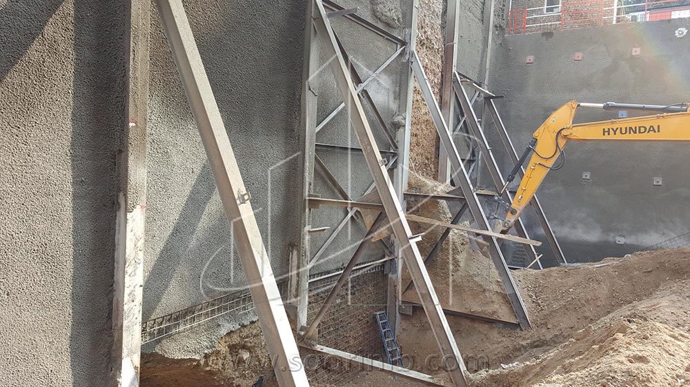 عملیات گودبرداری و تثبیت و پایدارسازی دیواره­های گود به روش اجرای نیلینگ و سازه نگهبان خرپایی