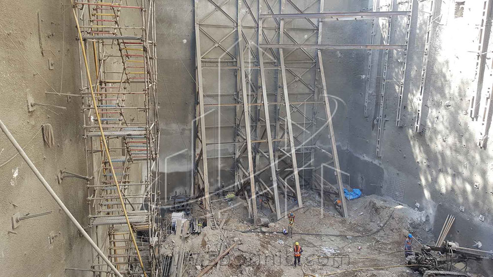 عملیات گودبرداری و تثبیت و پایدارسازی دیواره­های گود به روش اجرای نیلینگ، انکراژ و سازه نگهبان خرپایی